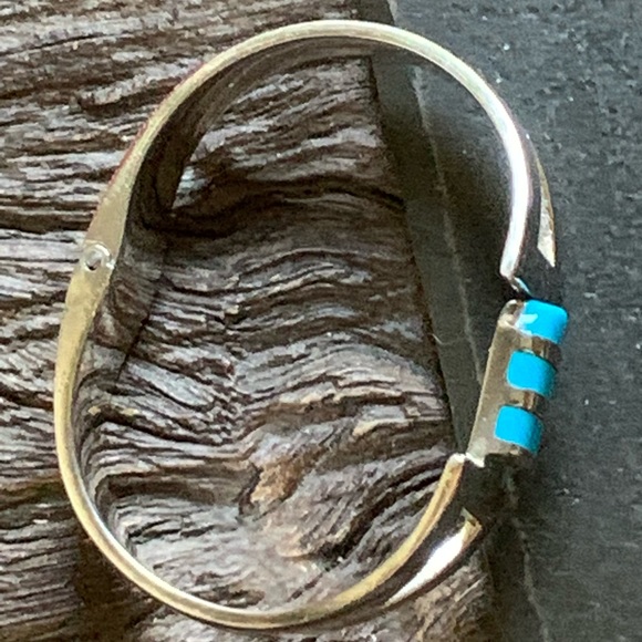 VINTAGE MEXICO TAXCO STERLING S.TURQUOISE BRACELET - Picture 7 of 12